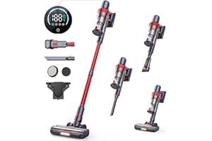 HONITURE Cordless Vacuum Cleaner 450W/38kpa Stick Vacuum Cleaner with LCD Touch Screen, Max 55mins Detachable Battery, Lightweight Handheld Vacuum for Hardwood Floor Carpet Pet Hair Car Stair
