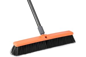TREELEN Garden Broom Heavy Duty Outdoor, 160cm Long Handle with 18" Stiff Hard Bristle Yard Brush for Sweeping Garage Floor Patio Pathways