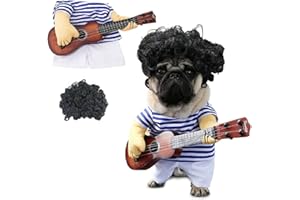 Idepet Haustier-Halloween-Kostüm, lustiges Gitarren-Hundekostüm, für Welpen, kleine und mittelgroße Hunde, Chihuahua, Teddy, Mops, Weihnachtsfeier, Halloween-Kostüme, Outfit (Größe M)