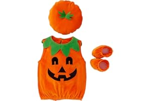 COCMOUSE Newborn Toddler Baby Girl Boy Halloween Pumpkin Costumes Long Sleeve Crew Neck Tops+Hat Set Cosplay Clothes