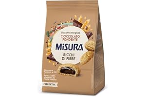 Misura Biscotti Integrali Ripieni di Cioccolato Fondente Fibrextra | 100% Farina Integrale | Ricchi in Fibre | Confezione da 260 grammi
