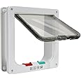 Gattaiola Per Gatti Grandi CEESC - Porta Basculante Con 4 Modalità, Facile Installazione (Bianco, L)