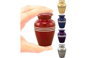 Immortal-Memories Serenity urna pamiątkowa na prochy - miniaturowe urny - mini słoik - urna dla zwierząt - urna żetonowa z aksamitną torbą (czerwona)