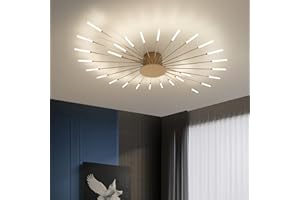 MINIFAIR Nowoczesna lampa sufitowa LED, 28 głowic, złota lampa sufitowa, klosz z akrylu, żyrandol, do pokoju dziecięcego, sypialni, salonu, 4000K, neutralne światło w kształcie kwiatu