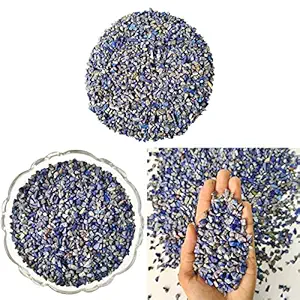 9Dzine Lapis Lazuli Chips Stone Small Crushed Crystal Healing Pebble Rocks Stone Natural Blue Chips Stones Gravels for Aquarium Home Decorative, Garden and Table (About 1 lbs(460g)/Bag)