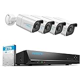 Reolink 4K PoE Kit Videosorveglianza Esterno, Rilevamento di Uomo/Veicolo, NVR 8CH 2TB + 4x Telecamere da Esterno, Visione No