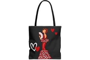 IllustrArte Bolso de tela. Flamenca Pepa con vestido rojo y abanico.