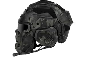 AQ zxdc Taktischer Schutz-Integralhelm, mit Maske, Headset, Brille, Nebellüfter, für Airsoft Paintball