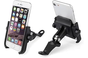 MOTOWOLF KASER Soporte de teléfono Inteligente para Moto Scooter Modelo de Espejo retrovisor de Aluminio 360 ° Ajustable para Motocicletas portátil navegador GPS Universal (Espejo retrovisor Negro)