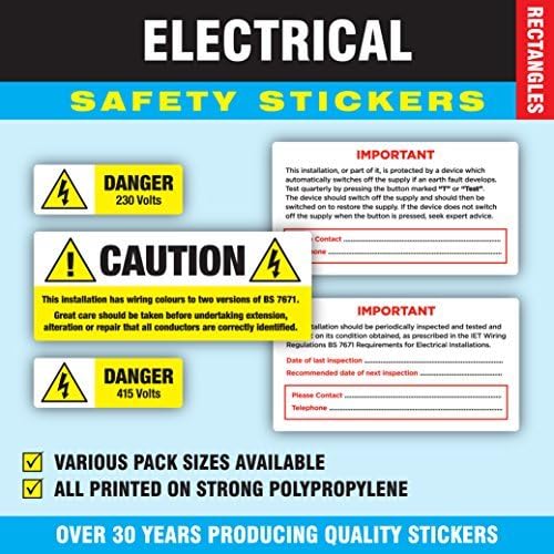 Mixed Pack Of 480 - Electrical Safety Stickers / Labels (96 of each design)
