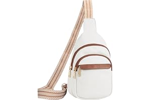 DUGEHO Small Sling Bag，PU Crossbody Bags for Women, Trendy Waist Packs with Guitar Strap, Women's Fanny Waist Packs（White）