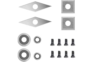 Yasorn 8Pcs Inserti di tornitura in carburo di tungsteno per utensili di tornitura in legno, tra cui quadrato e 2 tipi di rotondo e diamante con 8 viti