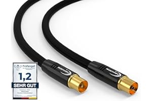 RedStar24 Câble d'Antenne 1 m Noir - Mâle Vers Femelle Coaxial IEC - HDTV Premium pour Télévision | Compatible TV, Radio, DVB-T/T2, DVB-C, DAB