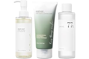 BYHSOEP Heartleaf Quercetinol Pore Deep Cleanseing Foam 150 ml + Heartleaf Cleansing Oil 200 ml + Heartleaf 77 % Toner apaisant 250 ml, kit de soins de la peau coréen et nettoyage quotidien