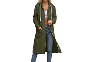 CSKJ Kapuzenjacke Damen Lang Elegant Kapuzenpullover Oversized Sweatjacke Reißverschluss Hoodie Jacke Langarm Herbst Winter Übergangsjacke Warm Fleecejacke Damenjacken Sweatshirt mit Kapuze