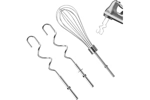 HAPPOW Handmixer für Kitchenaid KHM3 KHM5 KHM7 KHM9 KHM926 KHM7210 KHM512 KHM312 KHM920 KHM720 KHM53, Zubehör für Kitchen Aid Handrührgerät, mit 2 Knethaken,1 Ersatz-Ei-Schläger, Edelstahl Material