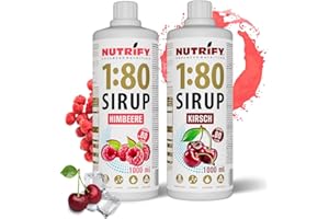 NUTRIFY Vital Fitness napój 1:80 syrop 2 x 1 l zestaw - wiśnia i malina, koncentrat do napojów z witaminami i L-karnityną bez cukru, 160 l, napój sportowy, niskokaloryczny, 2 x 1000 ml