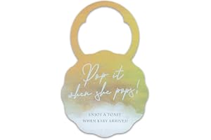 Summer-Ray 50 st pop it when she poppar mini champagne baby shower etiketter vinflaska taggar i akvarelldesign (gyllene höst)