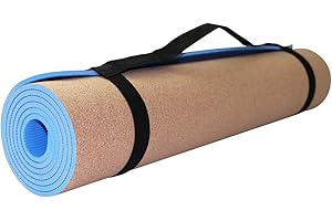 SPORTVIDA Tapis de yoga en liège. Tapis de fitness antidérapant pour la maison. Tapis de fitness TPE avec sangle de transport. Exercices de yoga et autres sports. Équipement de sport pour l'exercice.