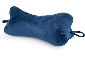 ‎H&F HEIMTEXTILIEN H&F | Kissen Kopfkissen Lesekissen Leseknochen Nackenkissen Nackenrolle Knochenkissen Reisekissen Waschbar, für Bett, Sofa | Farbe: Dunkelblau Velvet