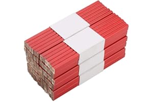 DELAMAN Herramienta de Marcado de Carpintería, Lápiz de Carpintero, Plomo, Negro, Octagonal, 72 Piezas, 175 Mm, Rojo