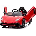 Baybee Licensed Aventador Battery Operated Car for Kids, Ride on Toys Kids Car with Leather Seat, Music & Light | Baby Big Electric Cars | Battery Cars for Kid to Drive 2 to 6 Years Boys Girls (Red)