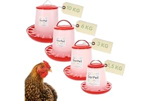 GARPET Geflügel Futterautomat 1,5 3 6 10 Kg Futterspender Futtertrog Hühner Wachteln Gänse Enten Trog