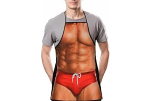 LACHT Tablier de Barbecue Amusant pour Homme et Femme,Motif - Homme musclé en maillot de bain,Tablier de Cuisine pour Chef de Cuisine, Cadeau d'anniversaire pour Mari, épouse, Papa, Maman et Amis,