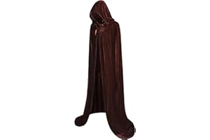 Regenboog 51inch Brown Velvet Cape with Hood, Women's Cloak for Halloween & Christmas, Masquerade, Witch & Wizard Cape, 130cm