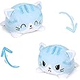 Thedttoy Reversible Cat Plush Cat Soft Toy Happy Sad Cat Emotion Kitten Double-Sided Flip Doll Show Your Mood Without Saying A Word Cute Small Stuffed Animal Birthday Presents for Kids Blue