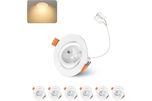 ‎JAENMSA Jaenmsa LED Einbaustrahler 230V 4W, 30°-60° Schwenkbar Flache LED Deckenspots, 3000K Warmweiß, 400LM, IP44, Nicht Dimmbar, Einbauleuchten Weiß 55-65mm Spots Deckenleuchte, 6er Set