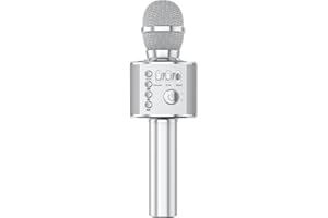 DRSYXCS Kid's Wireless Karaoke Microphone 3-in-1 Portable Handheld Bluetooth Mic Speaker Player Recorder with Voice Changer Singing Toys for Boys Girls Adults Christmas Birthday Gift (Silver)