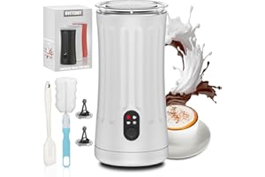 Ovetedot Milchaufschäumer, 4-in-1 Milchaufschäumer Elektrischer für Heißen und Kalten Milchschaum, Automatische Abschaltung Kaffee Aufschäumer für Latte, Macchiato, Cappuccino(Weiß)