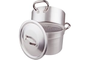 BALDASSARE AGNELLI Pentole Agnelli Cuociverdure avec Marmite et Couscous Casserole pour Cuisson à Vapeur Épaisseur 3 Mm et Deux Poignées avec Couvercle en INOX 400 Mm de Diamètre cod.ALMA15240