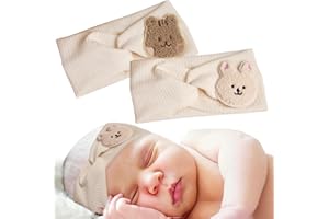 RVYEIOP 2 pezzi fiore fascia bambino beige scoiattolo coniglio croce fascia per capelli nastro lavorato a maglia intrecciata fascia morbida fascia elastica baby girl