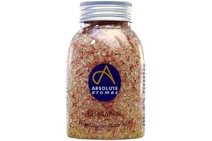 Absolute Aromas Relaxation Bath Salts 290g - Natural Pink Coarse Himalayan Salt Infused with 100% Pure Essential Oils of Bergamot, Clary Sage, Lavender and Petitgrain