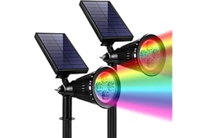 SOLARBABY Lot de 2 Spot Solaire Exterieur, LED Lampe Solaire Exterieur Etanche IP65 Lumiere Solaire Exterieur, Réglable 120° Eclairage Extérieur Solaire pour Jardin Cour Allée Chemin