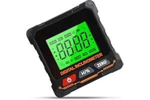 HEEMOL Rapporteur d'angle numérique LCD avec base magnétique, niveau à bulle multifonction avec rétroéclairage, mesure de rotation à 360 ° pour le bricolage.