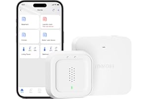 Meross Smart Water Detector with Hub | Water Leak Sensor WLAN 0.3 mm Detection | Up to 100 dB Sensor & App & Hub Alarm | Smart Water Alarm Detector for Kitchen, Bathroom, Basement | Battery for 3