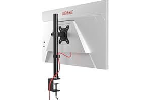 Duronic DM151X1 Support d’écran de PC avec Pince pour Bureau Hauteur Ajustable Rotatif Inclinable Pivotable Compatibilité avec moniteurs VESA 75 100 Passes câbles Inclus