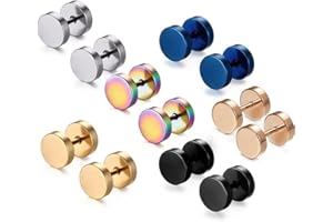 HOPEWEY Tian Stainless Steel Mens Stud Pendientes Hoops Tunnel Earrings para mujeres Fakeplug Earrings Stainless Steel Womens Stud Pendientes Ear Piercing Plugs