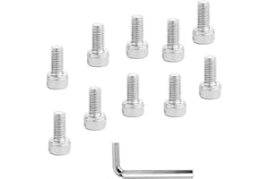 DAZISEN 11Pcs Stainless Steel Bike Parts - M5 Knurled Socket Cap Screw Road Mountain Bicycle Bottle Cage Stem Bolts Screw, Silver, (M5x16)*10+Screw Wrench*1