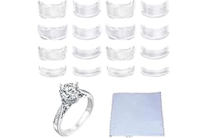 Dyzoxa 16 PCS Ring Size Adjuster for Loose Rings Ring Adjuster Invisible Ring Size Adjuster for Loose Rings with 1 Silver Polishing Cloth for Loose Rings Ring Resizer for Making Jewelry Guard