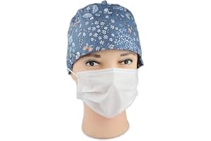 LICHUANUK OP-Haube aus Baumwolle,Knöpfen Verstellbar Arbeitskappe Mit Schweißbandkapuzen,für Arzt Krankenschwester Zahnarzt Chemo Bandana Medizinische Kopfbedeckung