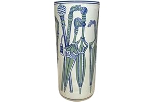 AcaciaHome Durable Ceramic Round Umbrella stand–Perfect Holder for Home, Office, & Entryway - Adds a Sophisticated Touch to Living Spaces for Canes, & Walking Sticks (Green & White Umbrella)