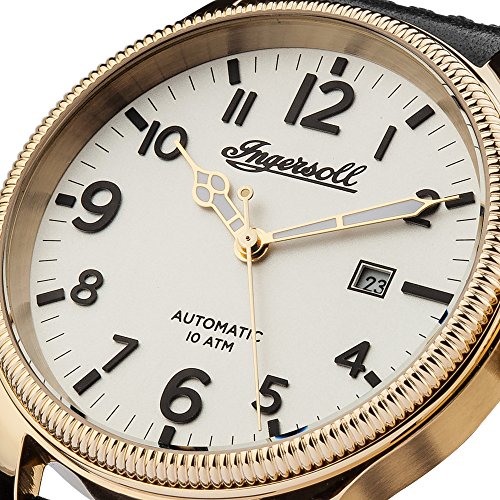 Ingersoll Herren Analog Automatik Uhr mit Leder Armband I02702