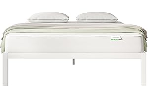 Novilla 30.5cm Metal Small Double Bed Frame, Platform Bed Frame with Noise-Cancell Design, Engineered Wood Slat Support, Solid Support Legs, Easy Assembly, Underbed Storage Space 120x190cm, White