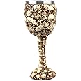 VOANZO Day of The Dead Ossuary Skulls Wine Goblet With Skeletal Spine Stem Mountain Heap Of Human Skull Sacrifice Wine Chalice As Kitchen Decorative Halloween Party Centerpiece Accessory