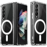 GGM GİYİM & AKSESUAR Samsung Galaxy Z Fold 3 i&ccedil;in Magsafe ile Uyumlu Arka Kısmı Şeffaf Kenarları Silikon Yapılı G&uuml;&ccedil;lendirilmi