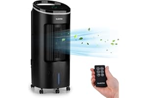 Klarstein Rafraichisseur d'Air Mobile 4 en 1, Refroidisseur d'Air par Evaporation, Mode Nuit, Humidificateur, Ventilateur, Climatiseur Mobile Sans Évacuation et Silencieux, 65W, Débit d'Air 330m³/h